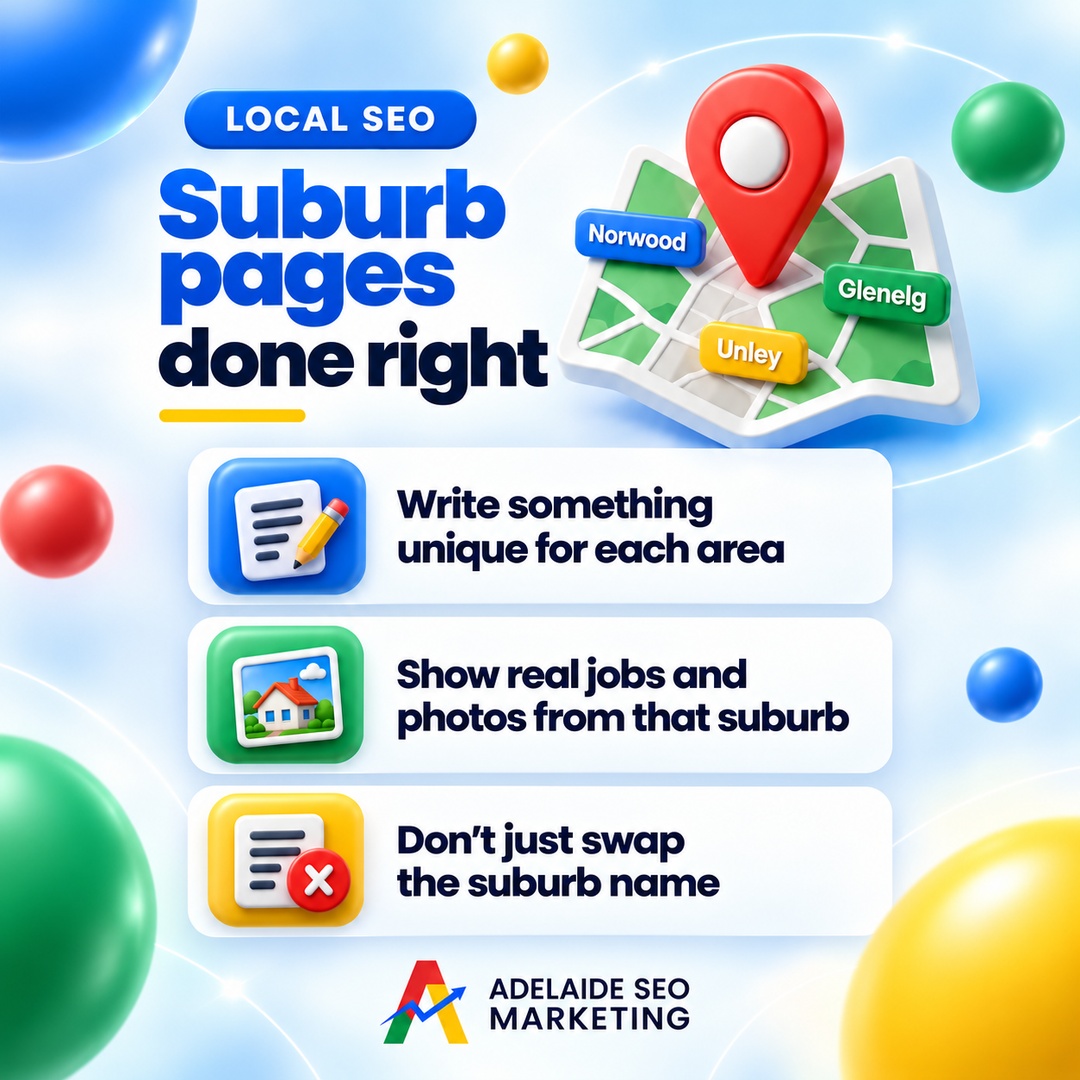 Suburb pages done right for local SEO, Adelaide SEO Marketing